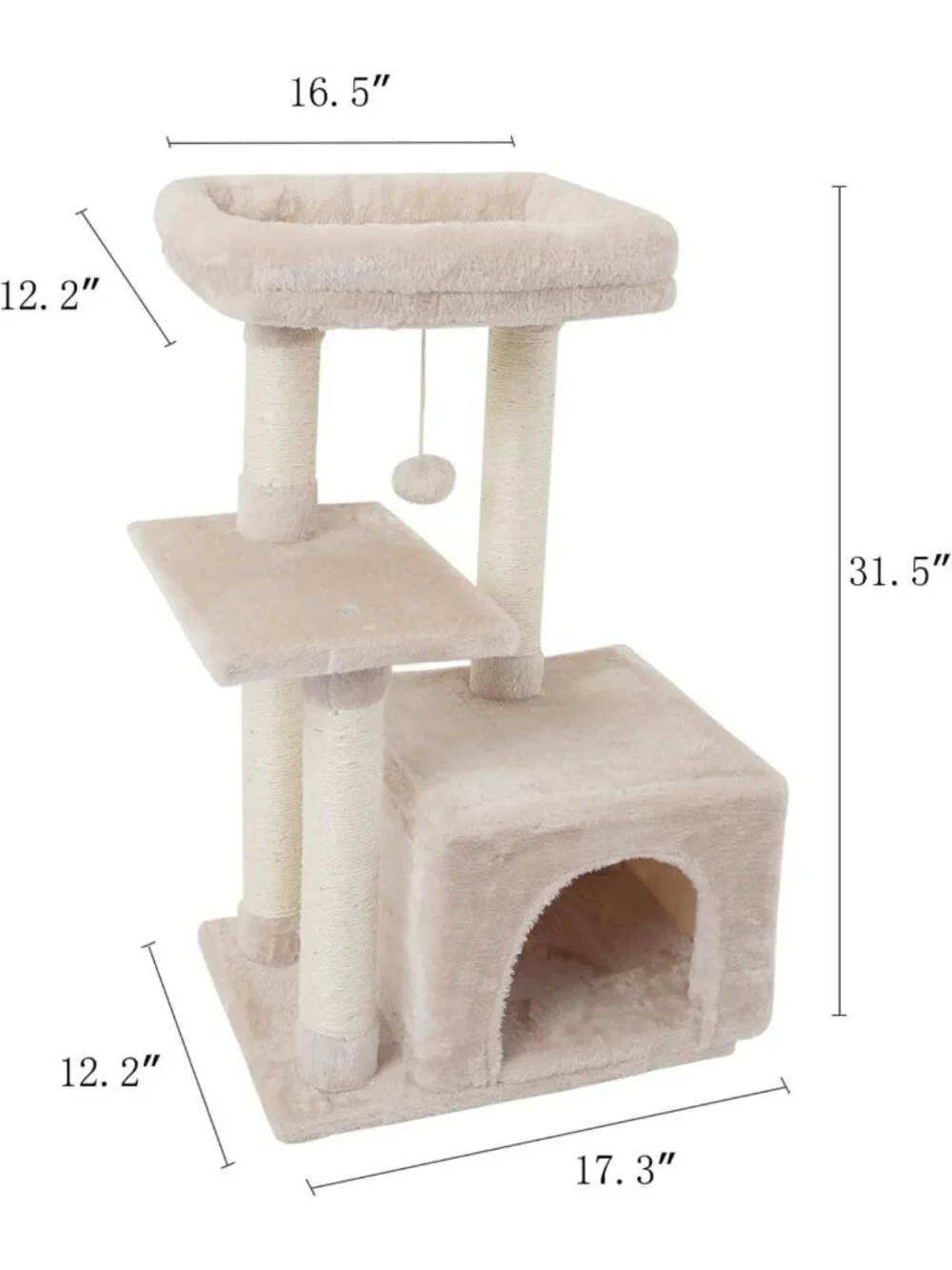 Adorable Cat Tree Condo with Scratching Posts & Jump Platform - Indoor Activity